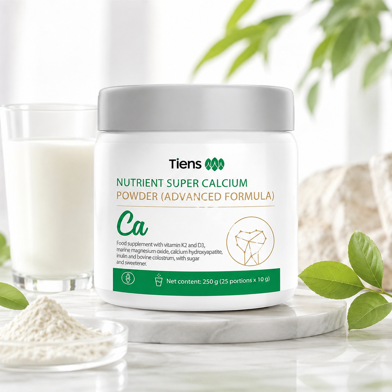 TIENS Super Calcium Advanced Formula – kalcis su vitaminais K2 ir D3, 250 g