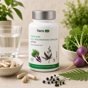 TIENS Ikan Extra su vitaminu C, chromu, jiaogulan ir žaliąja arbata. Vitaminas C imunitetui ir ląstelių apsaugai. 150 kapsulių.