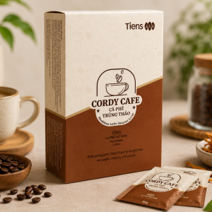 TIENS Cordy Cafe Robust – tirpios kavos gėrimas su kordicepsu, reishi, goji ir ženšeniu