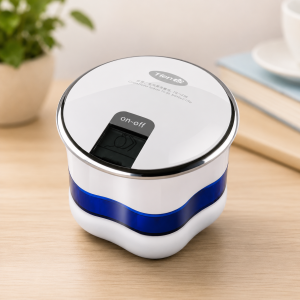 TIENS TQ-Z40 Head Care Apparatus – kompaktiškas daugiafunkcis prietaisas su 630 ir 465 nm šviesa, 75 Hz vibracija ir įkraunamu akumuliatoriumi.
